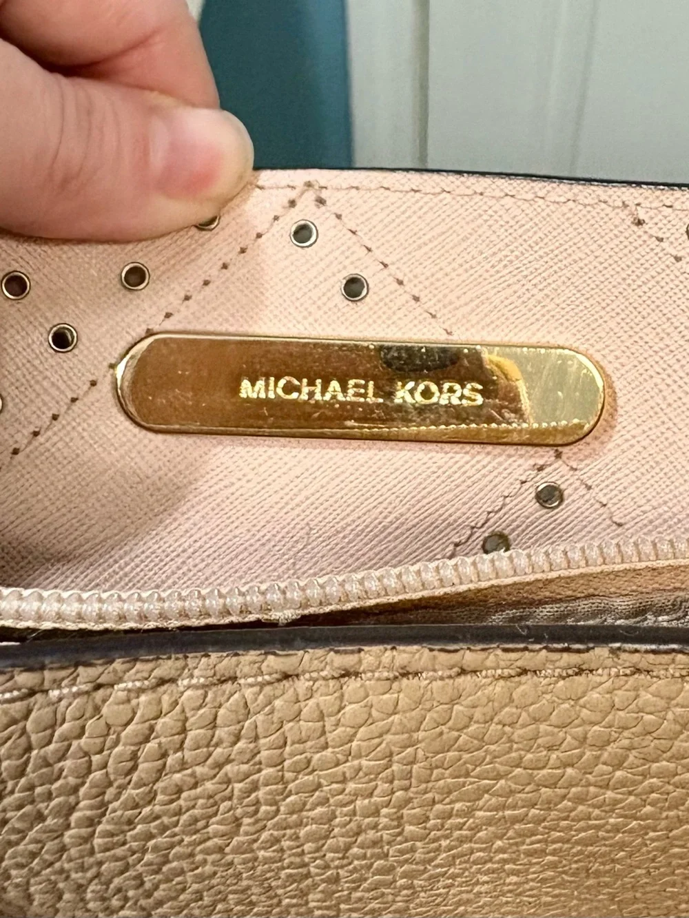 Michael Kors Tan Leather Perforated Satchel
